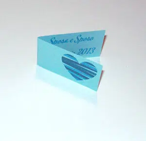Bigliettino bomboniere colorati con foto interna azzurro