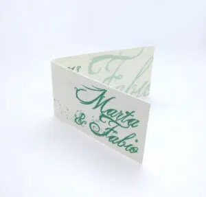 Bigliettini bomboniere corsivo fairy tale pergamena chiara verde