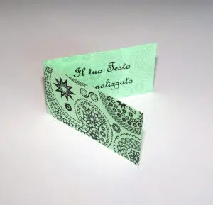 Bigliettini bomboniere verde chiaro arabesco