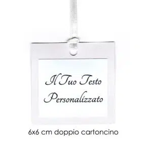 6x6 tag bomboniere con applicazione BIANCO PERLATO