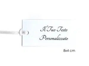 8x4 tag bomboniere rettangolare BIANCO LISCIO