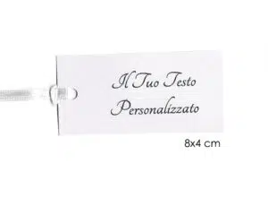 8x4 tag bomboniere rettangolare BIANCO PERLATO