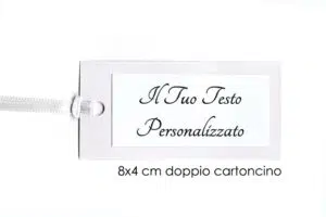 8x4 tag bomboniere rettangolare con applicazione BIANCO PERLATO