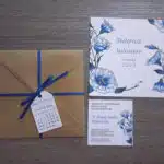 Partecipazione matrimonio personalizzata fiori bianchi e blu