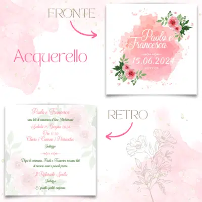 Partecipazioni 1 euro - Pink flowers - acquerello