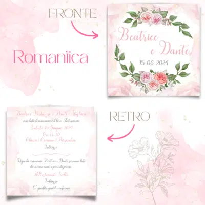 Partecipazioni 1 euro - Pink flowers - romantica