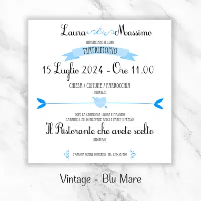 Partecipazioni 1 euro - Vintage - blu mare