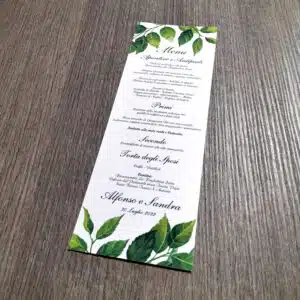 Menu personalizzato foglie verdi