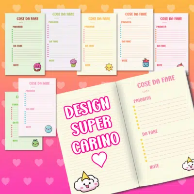 Agenda delle cose da fare Kawaii edition pagine interne e disegni