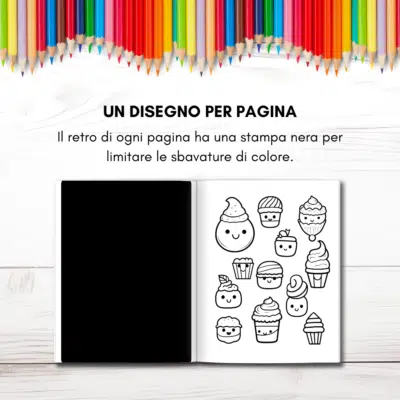 Libro da colorare dolcetti e gelati pagina antimacchia